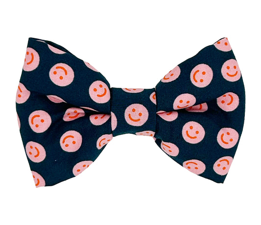 Pink Happy Faces Pet Bow Tie