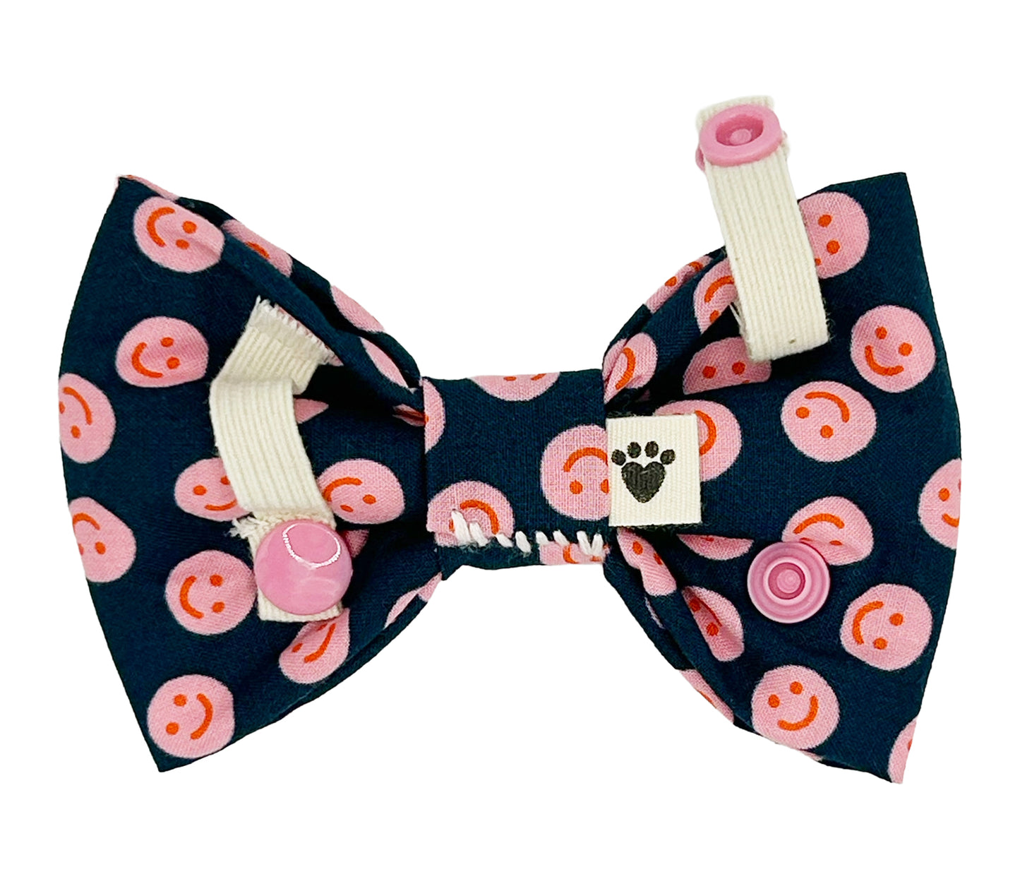 Pink Happy Faces Pet Bow Tie