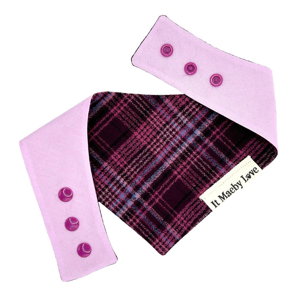 Plum Pudding Plaid/Fruitcake Reversible Dog Bandana