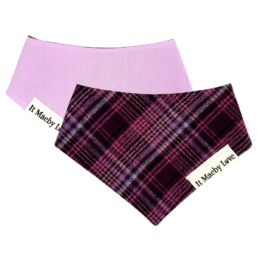 Plum Pudding Plaid/Fruitcake Reversible Dog Bandana