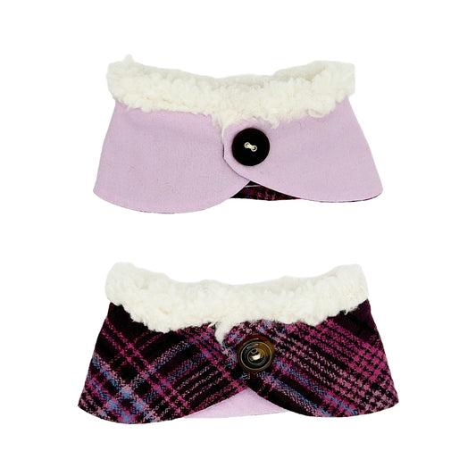 Plum Pudding Plaid/Fruitcake Peter Pan Collar with Sherpa Trim