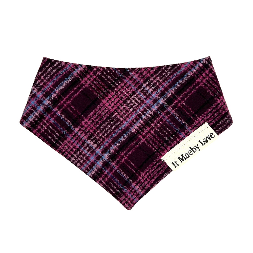 Plum Pudding Plaid/Fruitcake Reversible Dog Bandana