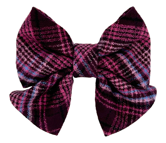 Plum Pudding Plaid Pet Sailor Bow Tie