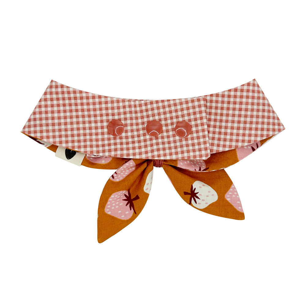 Strawberry Cobbler/Port Gingham Reversible Dog Neckerchief