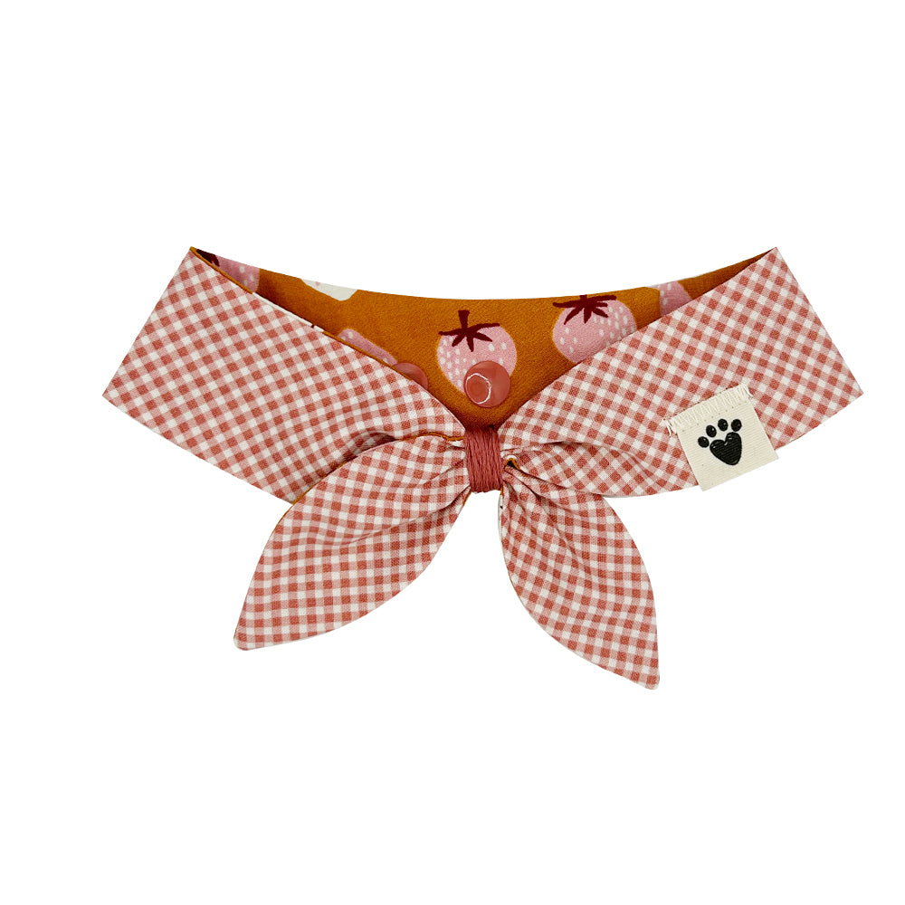 Strawberry Cobbler/Port Gingham Reversible Dog Neckerchief