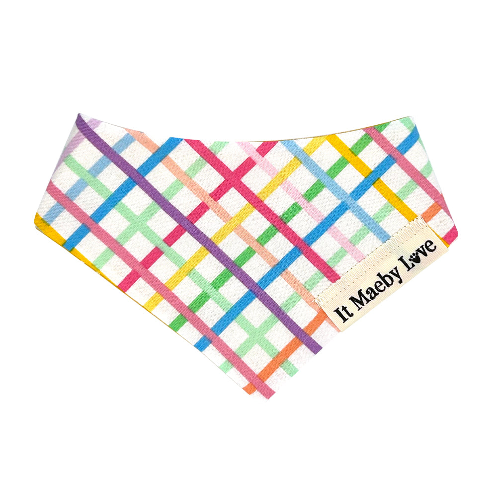 Add it Up Buttercup/Rainbow Candy Plaid Reversible Dog Bandana