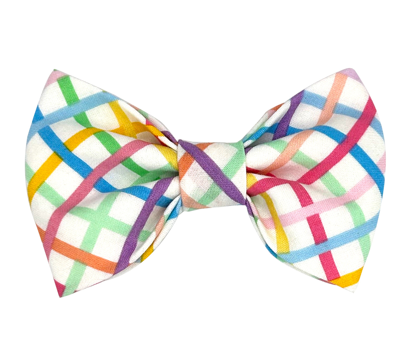 Rainbow Candy Plaid Pet Bow Tie