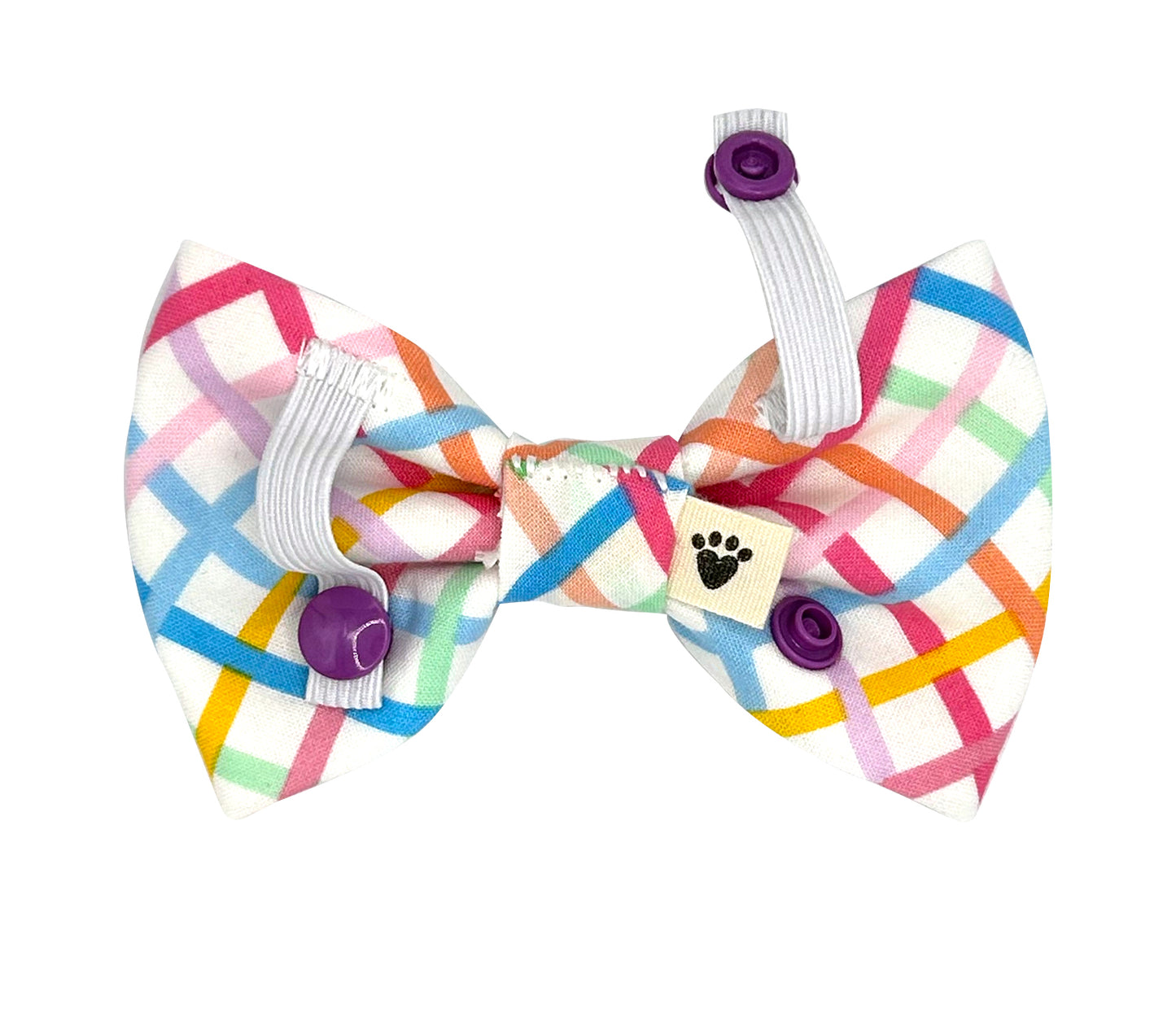 Rainbow Candy Plaid Pet Bow Tie