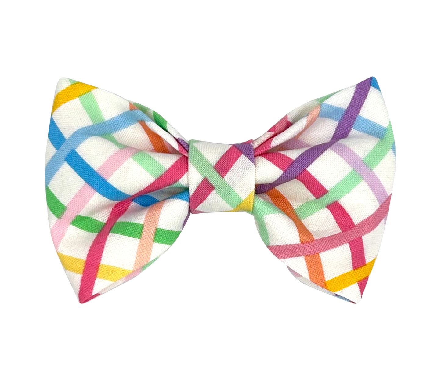 Rainbow Candy Plaid Pet Bow Tie