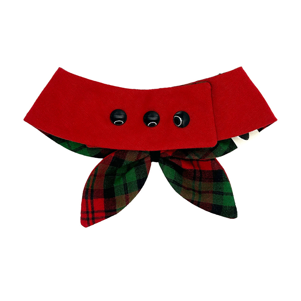 Jingle Paws Plaid/Reindeer Red Reversible Dog Neckerchief