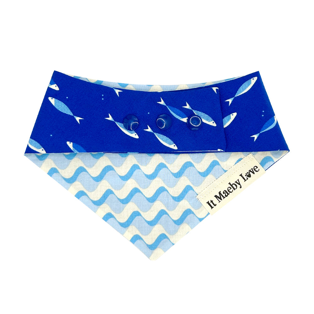 Royal School Day/Water Ripple Reversible Dog Bandana