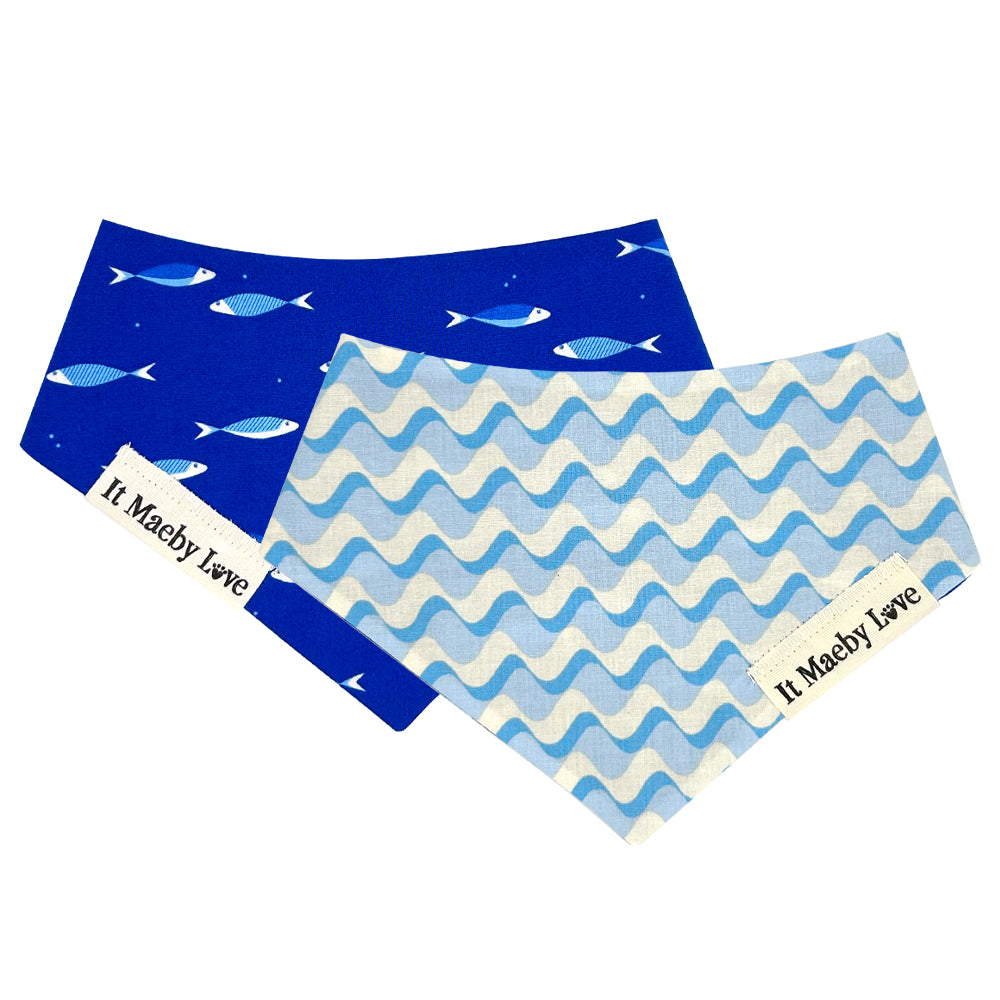 Royal School Day/Water Ripple Reversible Dog Bandana