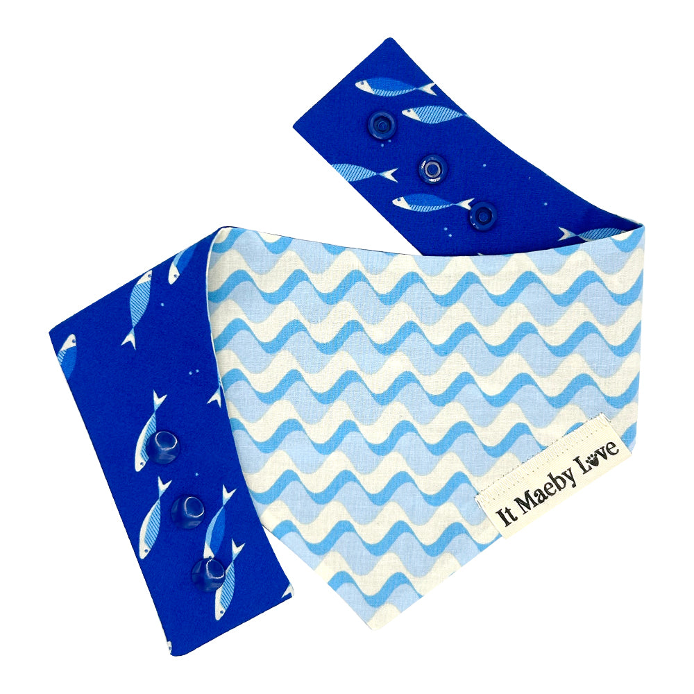 Royal School Day/Water Ripple Reversible Dog Bandana