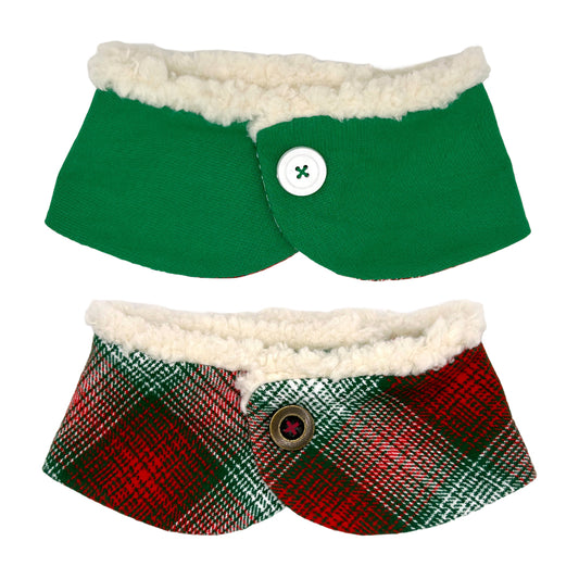 St. Nick Plaid/Festive Green Dog Peter Pan Collar with Sherpa Trim