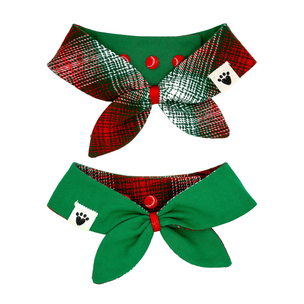 St. Nick Plaid/Festive Green Reversible Dog Neckerchief