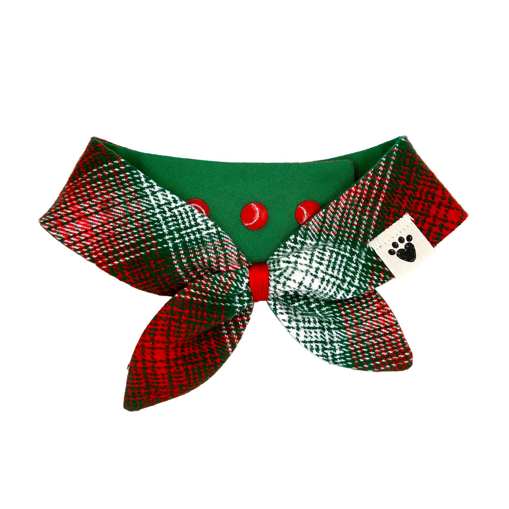 St. Nick Plaid/Festive Green Reversible Dog Neckerchief