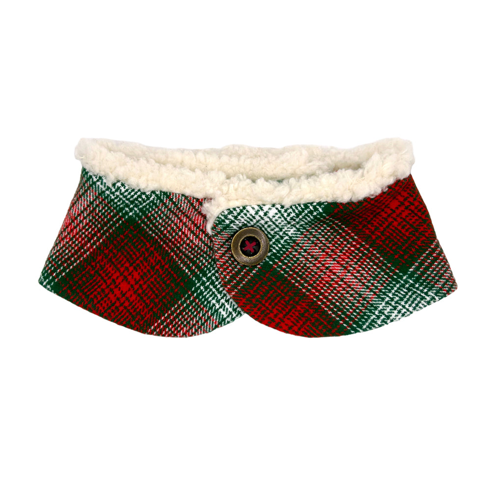 St. Nick Plaid/Festive Green Dog Peter Pan Collar with Sherpa Trim