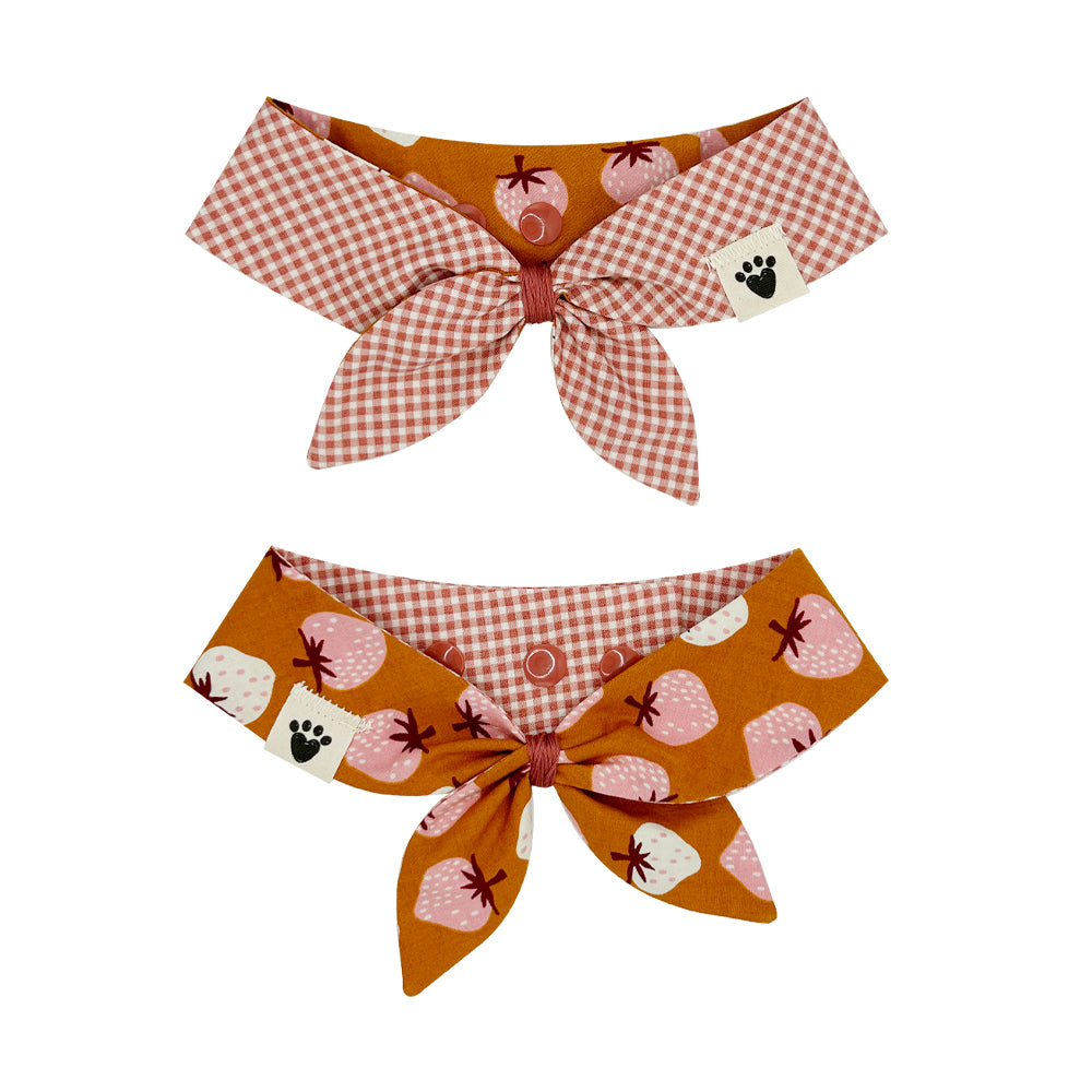 Strawberry Cobbler/Port Gingham Reversible Dog Neckerchief