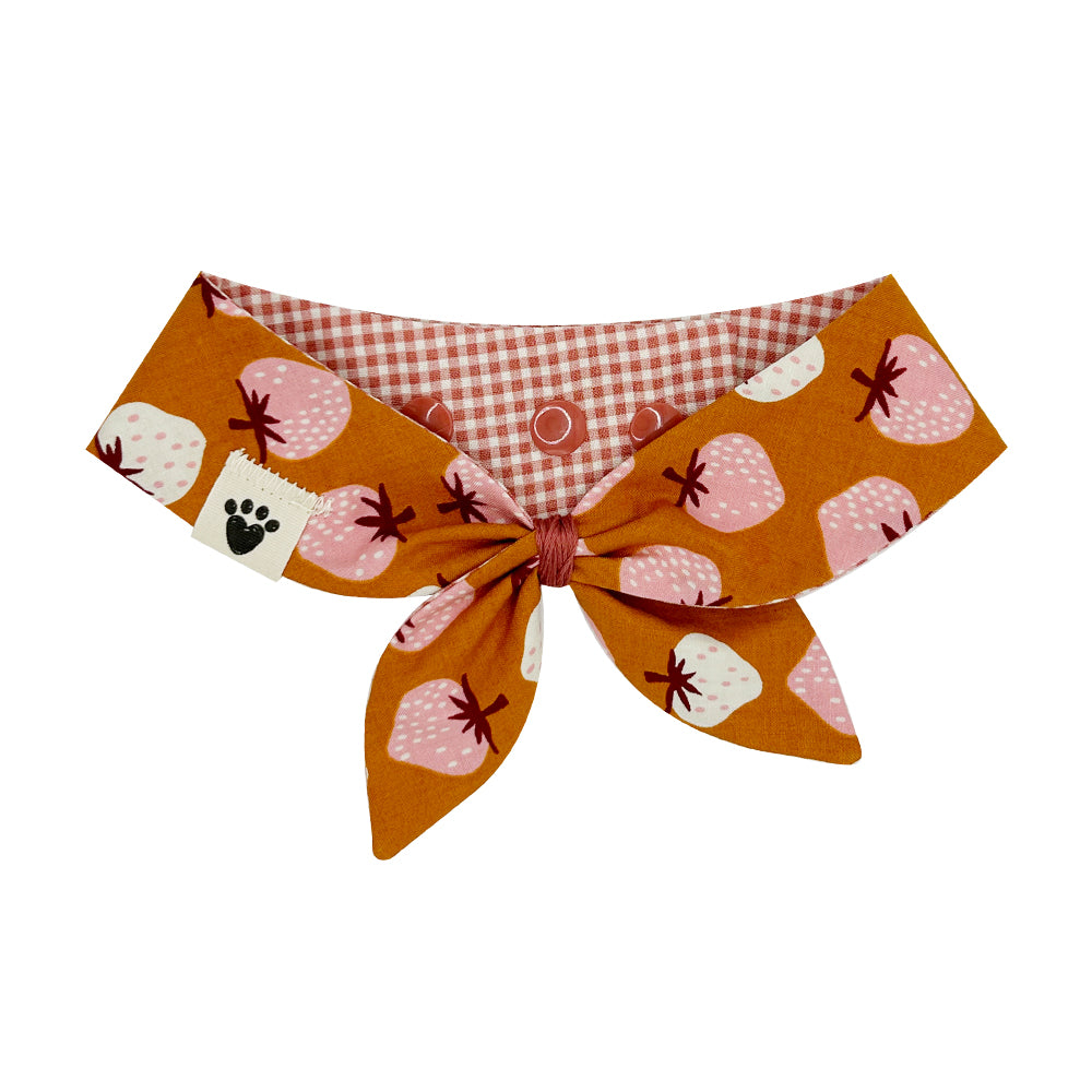 Strawberry Cobbler/Port Gingham Reversible Dog Neckerchief