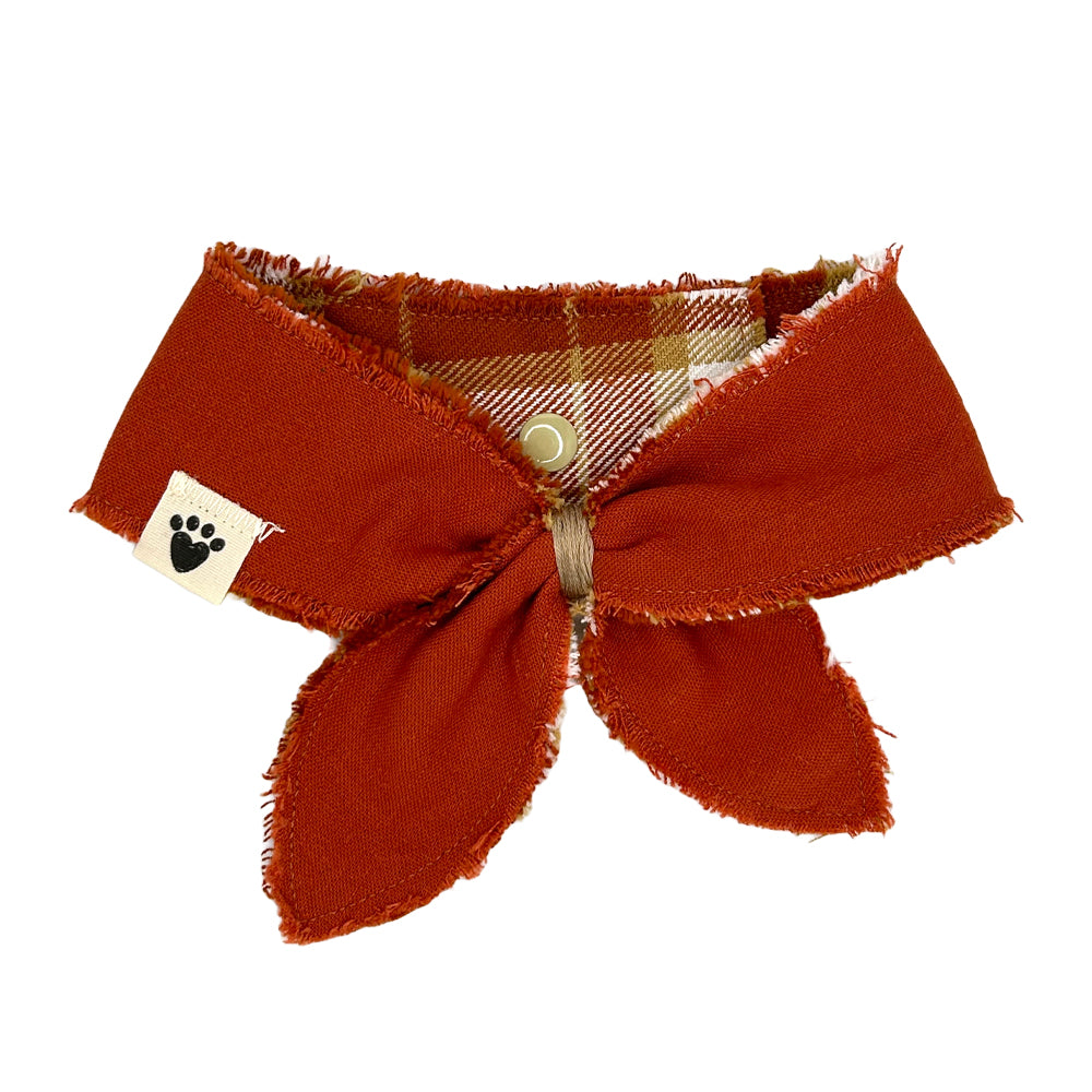 Gratitude Plaid/Terracotta Reversible Dog Neckerchief