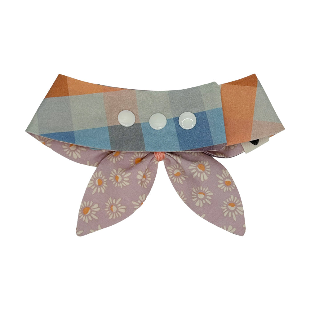 Peach & Thistle Floral/Peach, Blue, Thistle and Cream Plaid Reversible Dog Neckerchief
