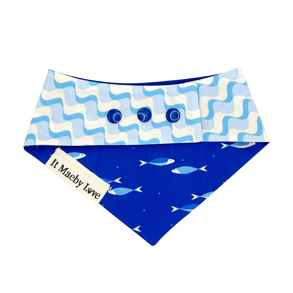 Royal School Day/Water Ripple Reversible Dog Bandana