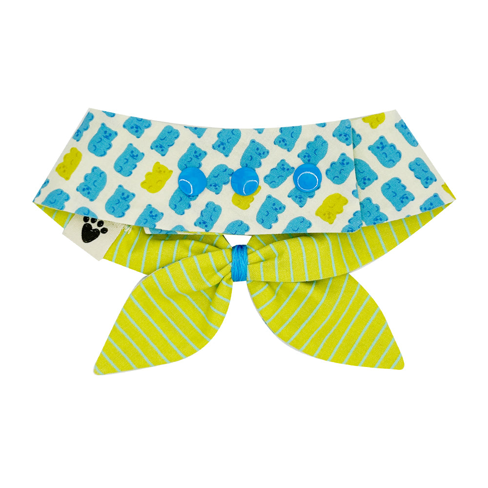 Yummy Gummy Blue & Green/Neon Stripes – Blue & Green Reversible Dog Neckerchief