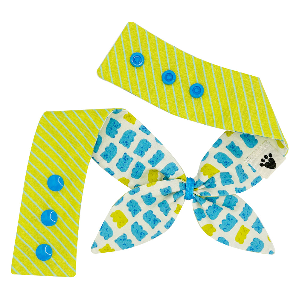 Yummy Gummy Blue & Green/Neon Stripes – Blue & Green Reversible Dog Neckerchief