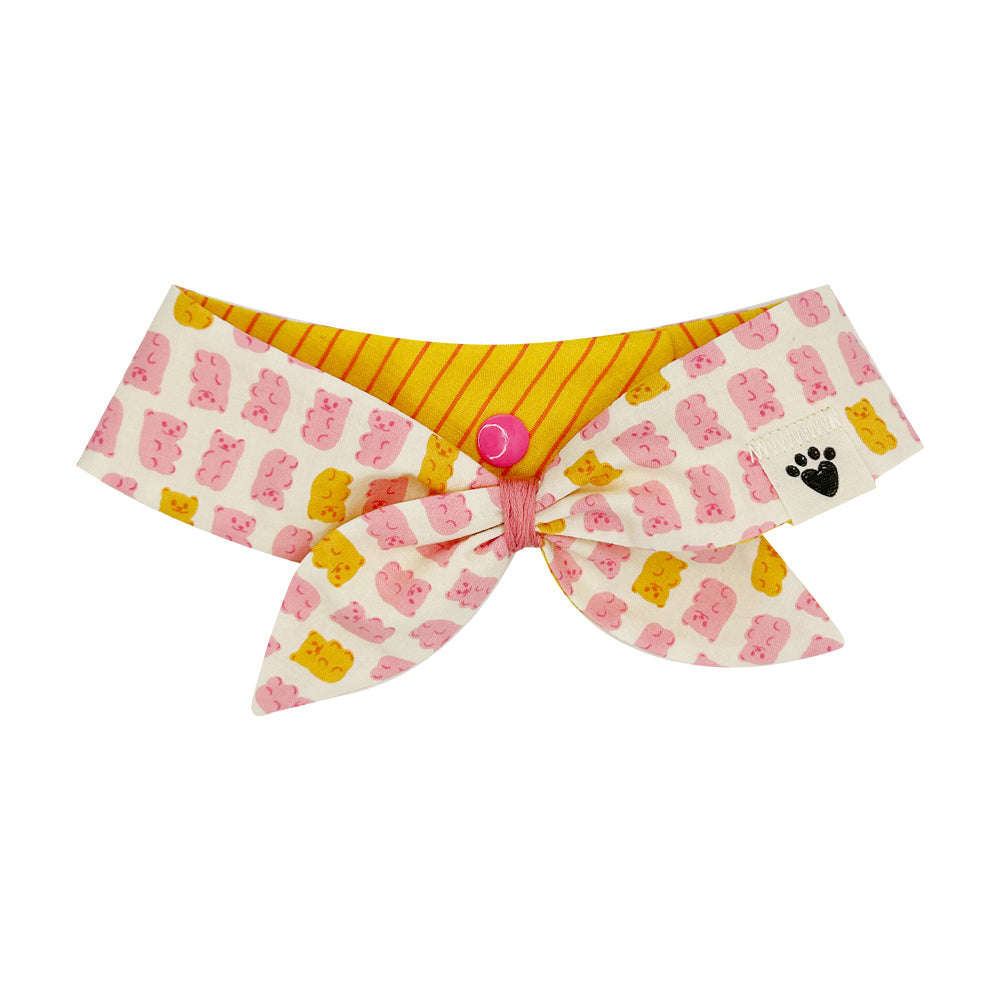 Yummy Gummy Pink & Yellow/Neon Stripes – Pink & Yellow Reversible Dog Neckerchief