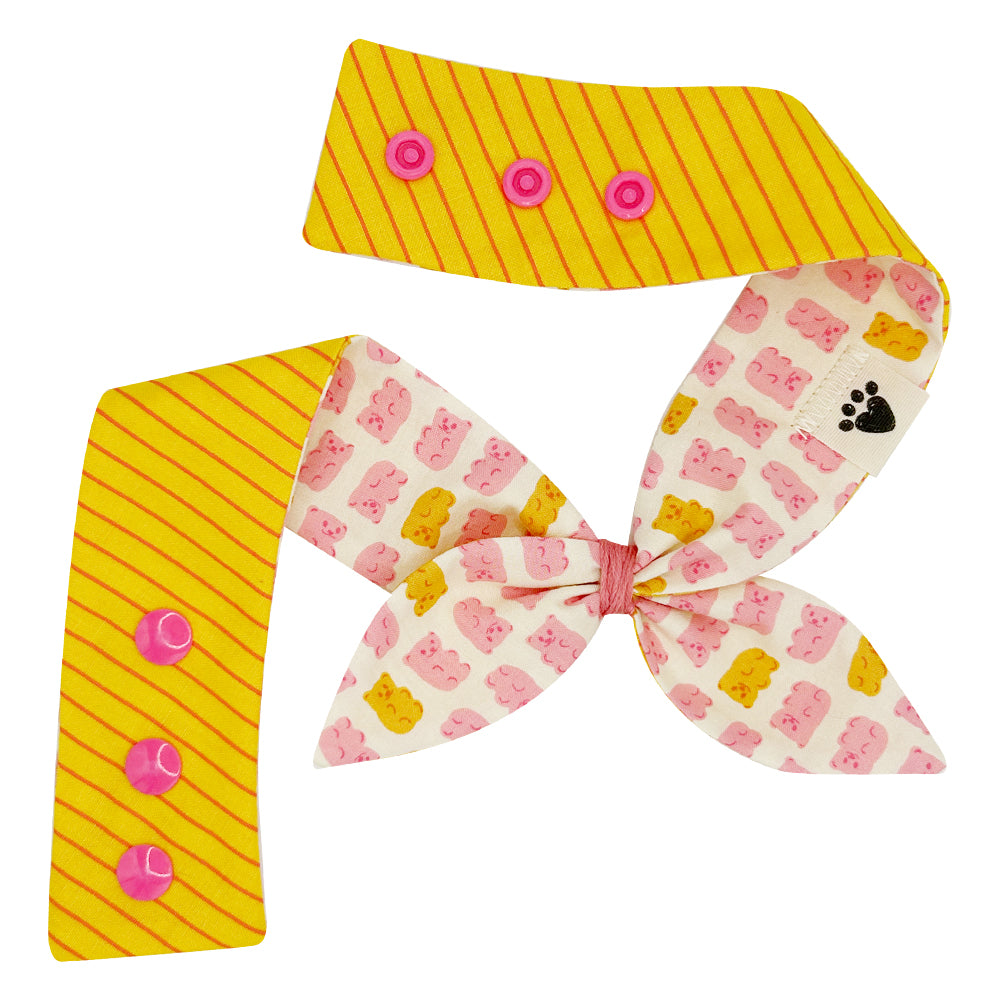 Yummy Gummy Pink & Yellow/Neon Stripes – Pink & Yellow Reversible Dog Neckerchief